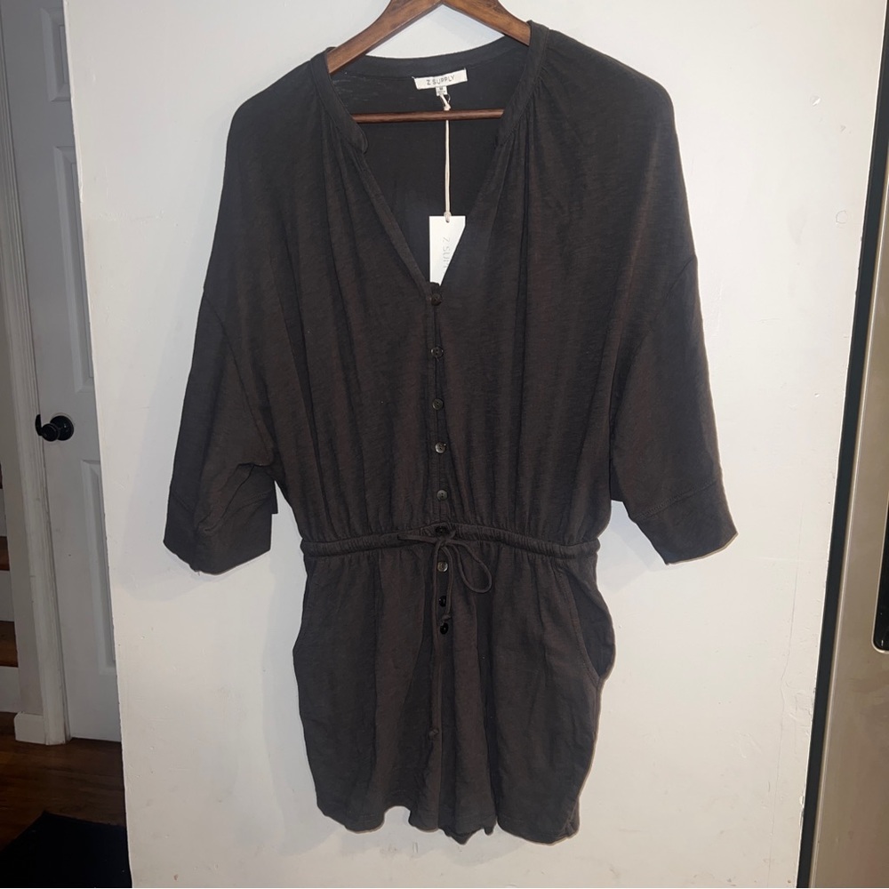 Z Supply Black Button-Front Romper